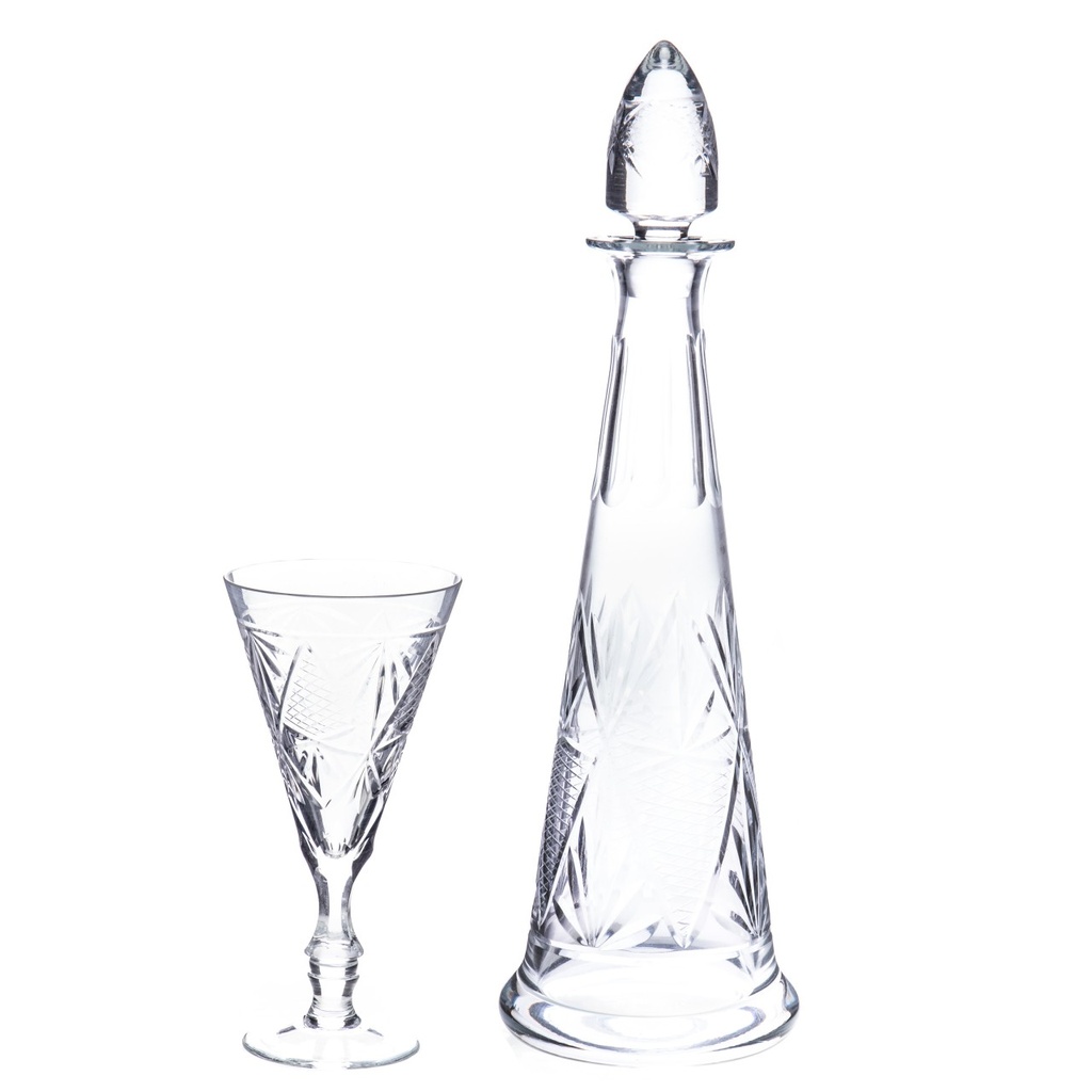 [LA-1821877] Wein Set Karaffe und 6 Gläser aus handgeschliffenem Glas Bild 2