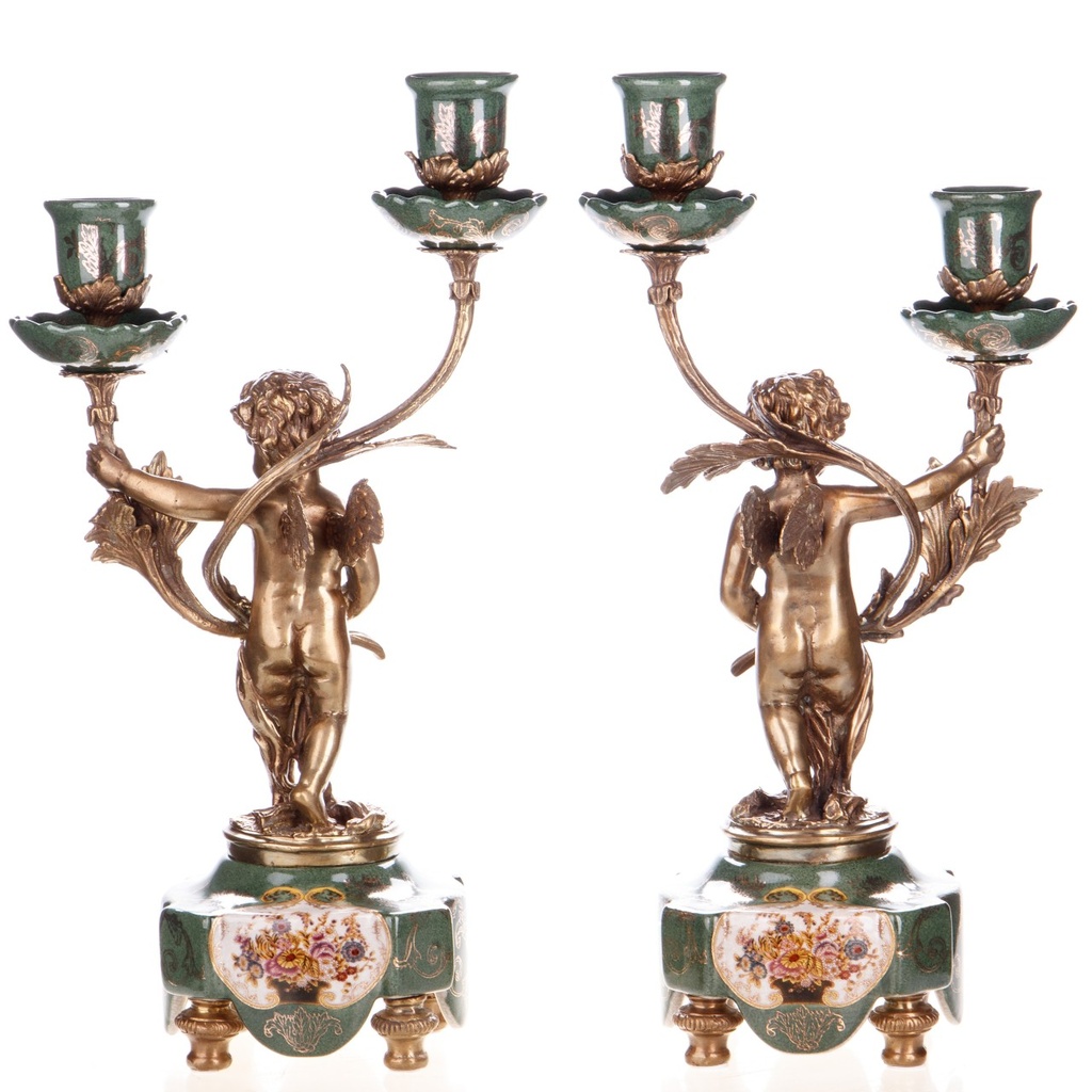 [LA-1822467] Porzellan mit Bronze Kerzenständer mit Engel Set/2 Bild 3