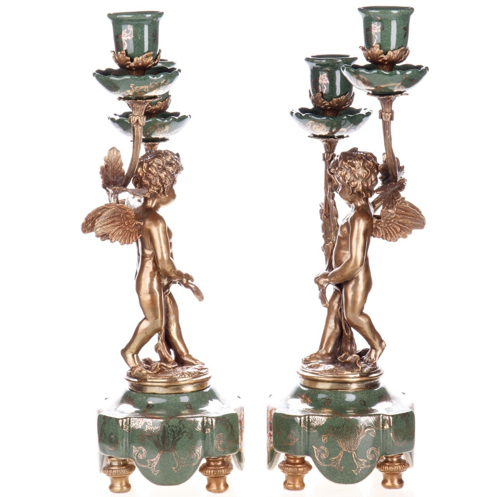 [LA-1822467] Porzellan mit Bronze Kerzenständer mit Engel Set/2 Bild 4