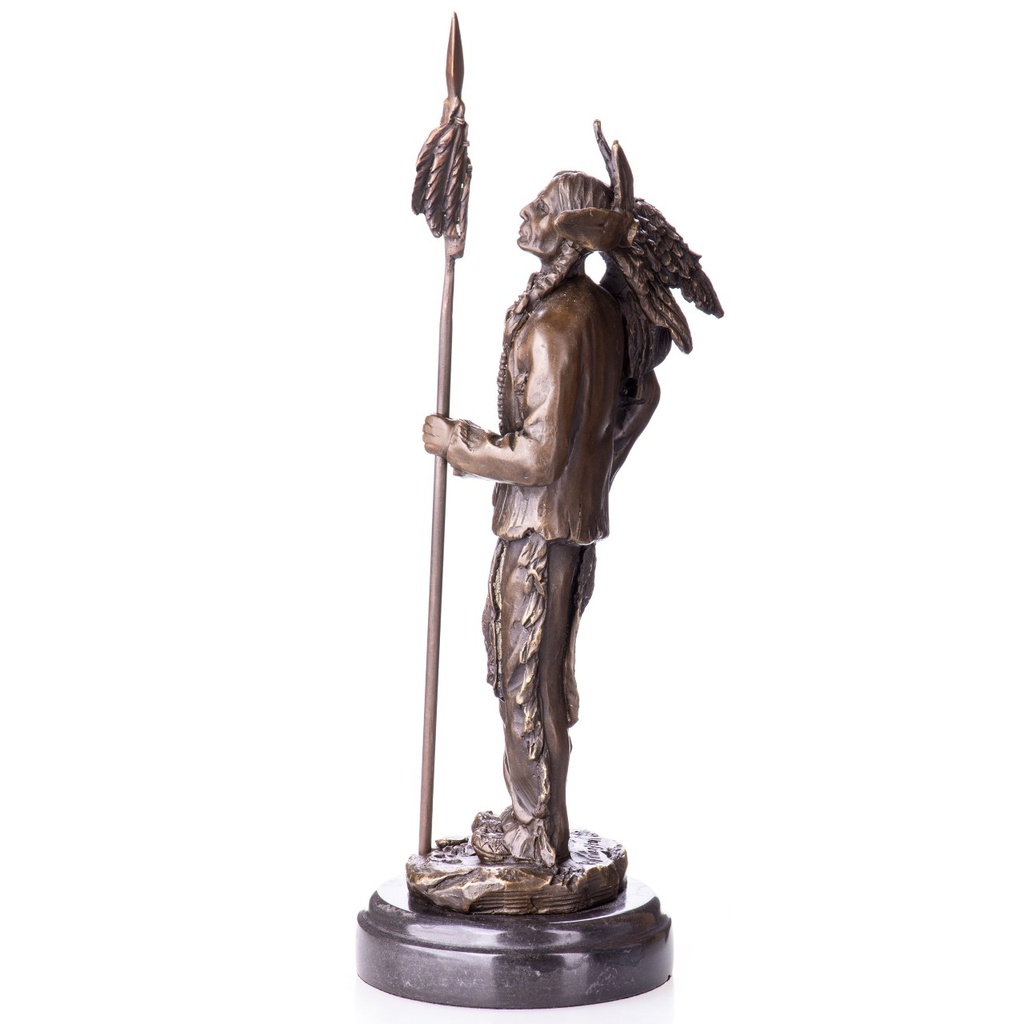 [LA-1822713] Western Bronzefigur Indianer mit Adler und Speer Bild 2