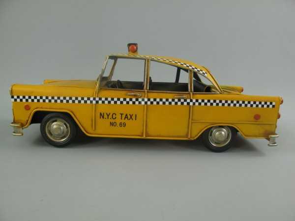 [LA-39162] Blechmodell Blechauto Modellauto Oldtimer Taxi Gelb Bild 3