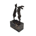 [LA-39230] Bronzeskulptur Bronzefigur Zwei Boxende Hasen Bild 3