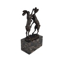 [LA-39230] Bronzeskulptur Bronzefigur Zwei Boxende Hasen Bild 4