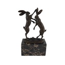 [LA-39230] Bronzeskulptur Bronzefigur Zwei Boxende Hasen Bild 5