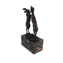 [LA-39230] Bronzeskulptur Bronzefigur Zwei Boxende Hasen Bild 6