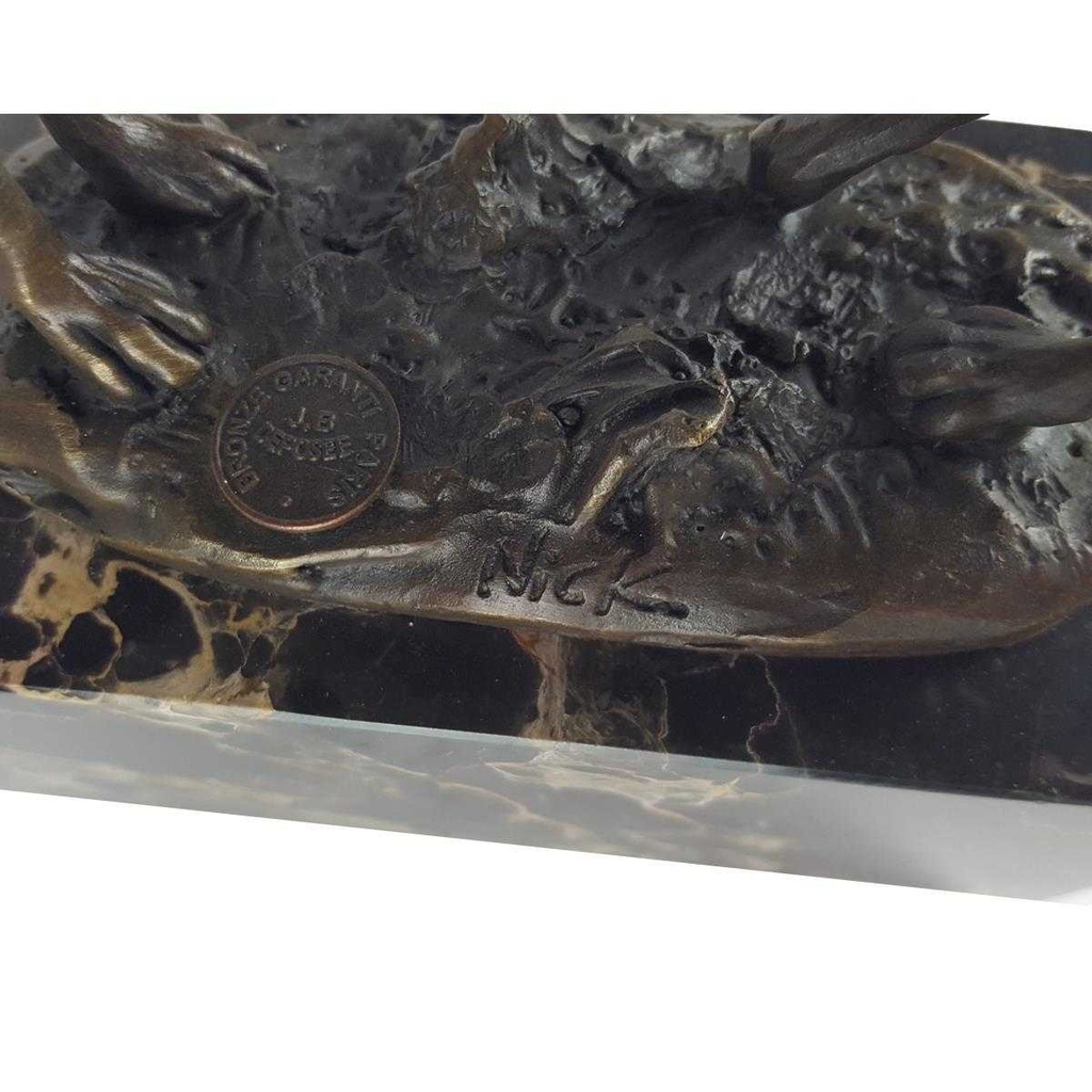 [LA-39230] Bronzeskulptur Bronzefigur Zwei Boxende Hasen Bild 7