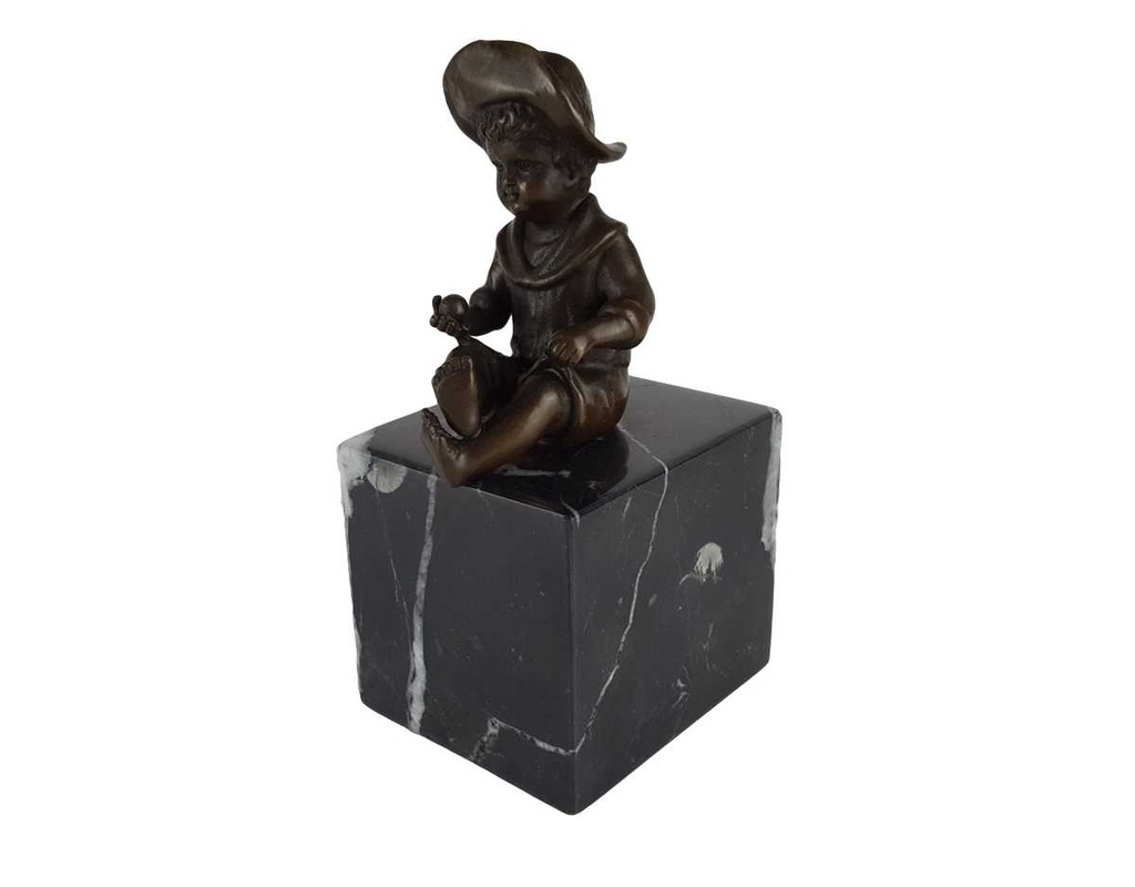 [LA-39238] Bronzeskulptur Bronzefigur Statue Sitzender Junge Art-Deco-Stil H 15,2 cm Bild 2