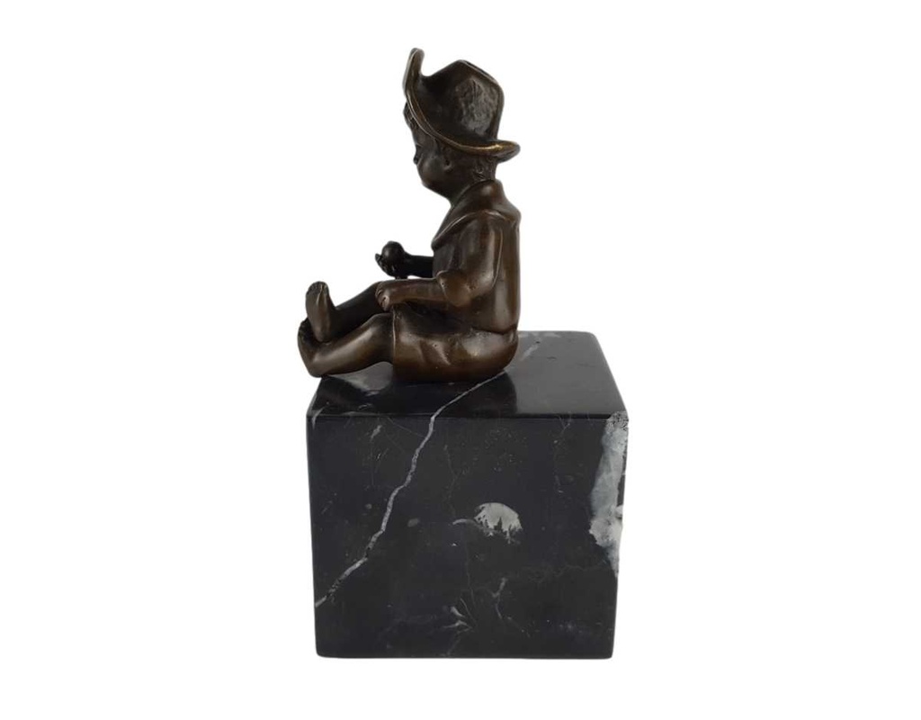 [LA-39238] Bronzeskulptur Bronzefigur Statue Sitzender Junge Art-Deco-Stil H 15,2 cm Bild 3