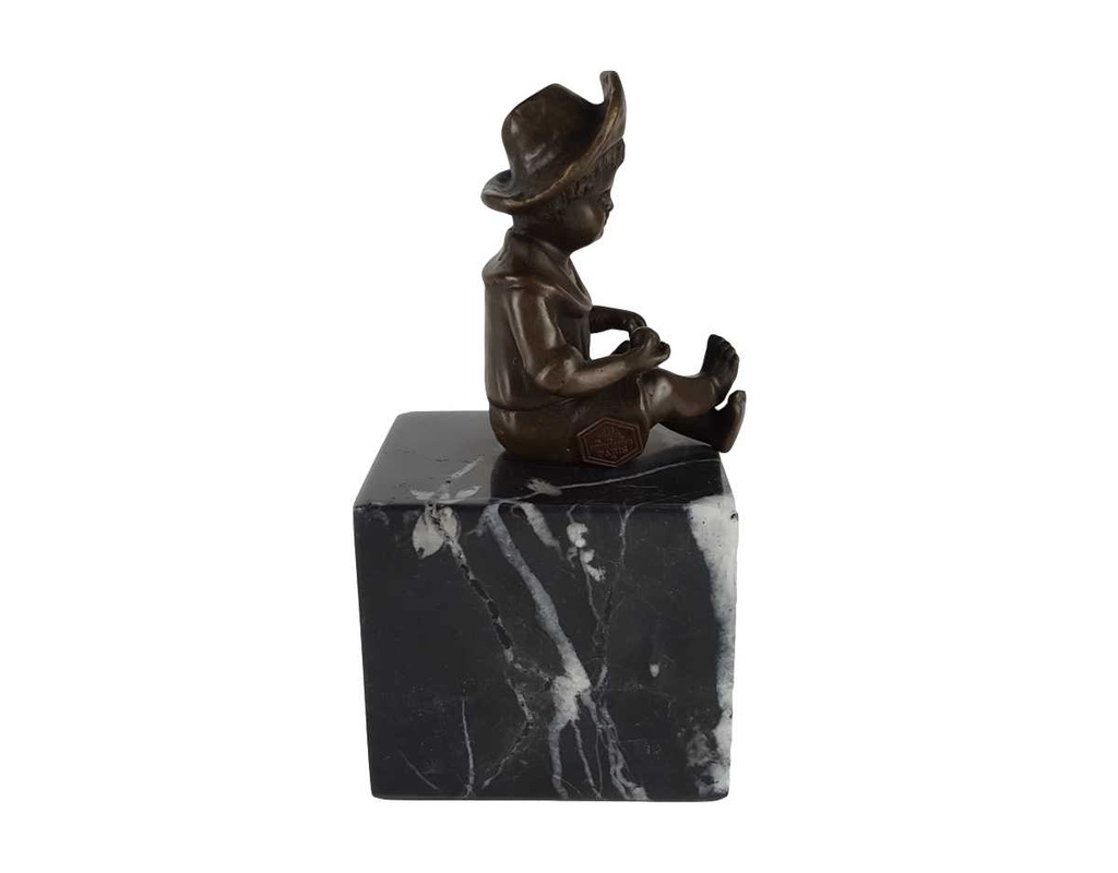 [LA-39238] Bronzeskulptur Bronzefigur Statue Sitzender Junge Art-Deco-Stil H 15,2 cm Bild 6