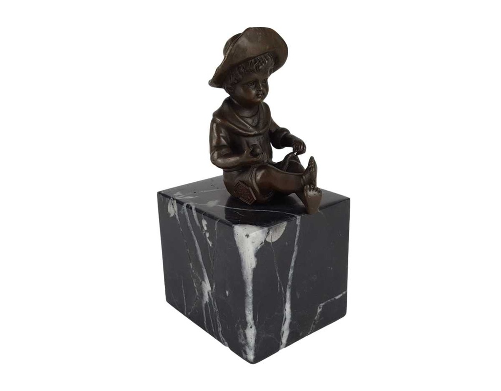 [LA-39238] Bronzeskulptur Bronzefigur Statue Sitzender Junge Art-Deco-Stil H 15,2 cm Bild 7