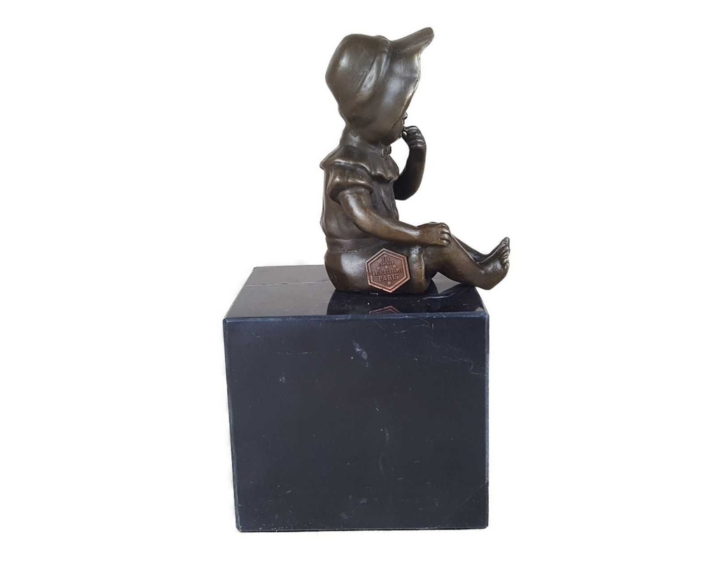 [LA-39239] Bronzeskulptur Bronzefigur Statue Sitzendes Kleines Mädchen H 15,3 cm Bild 3