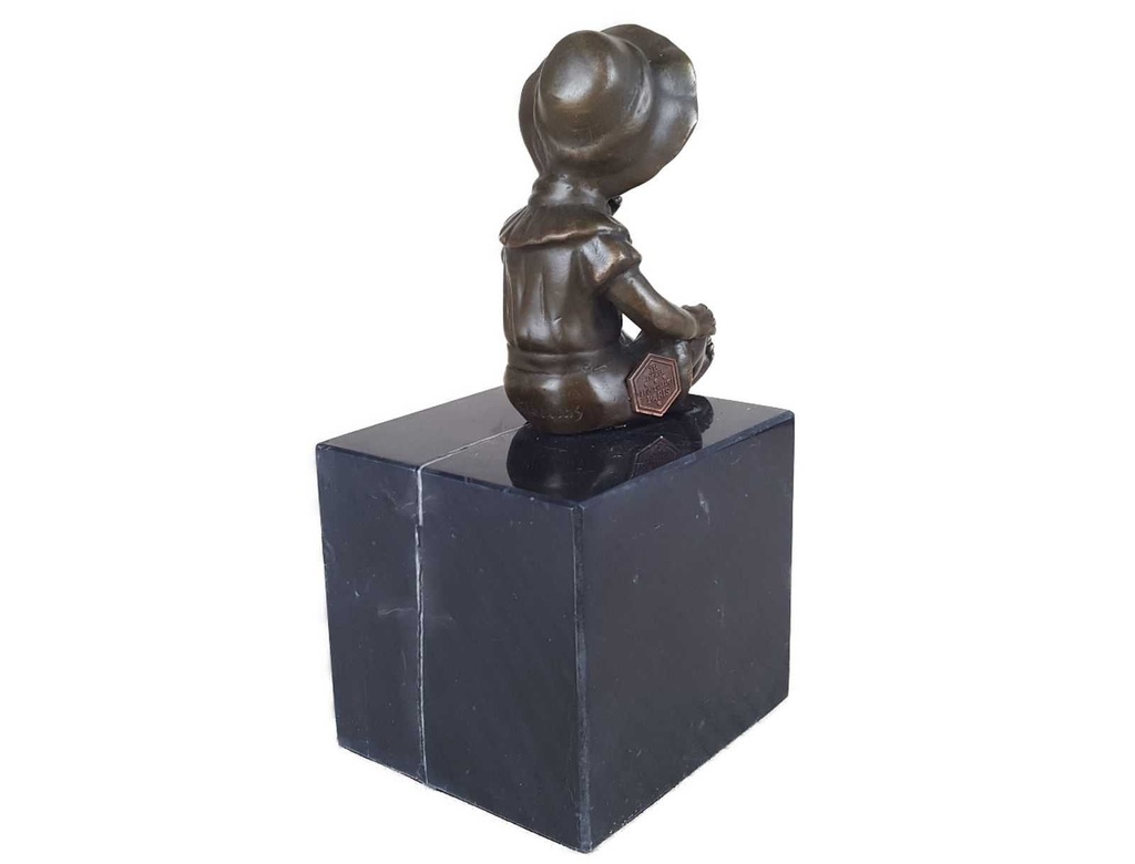 [LA-39239] Bronzeskulptur Bronzefigur Statue Sitzendes Kleines Mädchen H 15,3 cm Bild 4