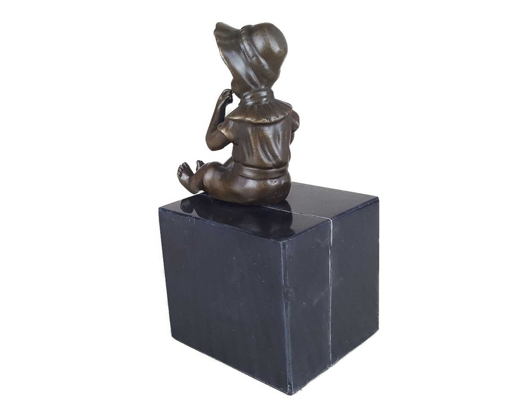 [LA-39239] Bronzeskulptur Bronzefigur Statue Sitzendes Kleines Mädchen H 15,3 cm Bild 7