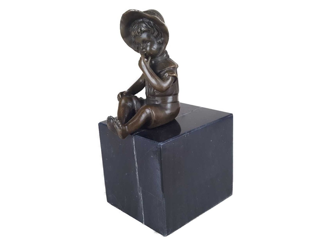 [LA-39239] Bronzeskulptur Bronzefigur Statue Sitzendes Kleines Mädchen H 15,3 cm Bild 9