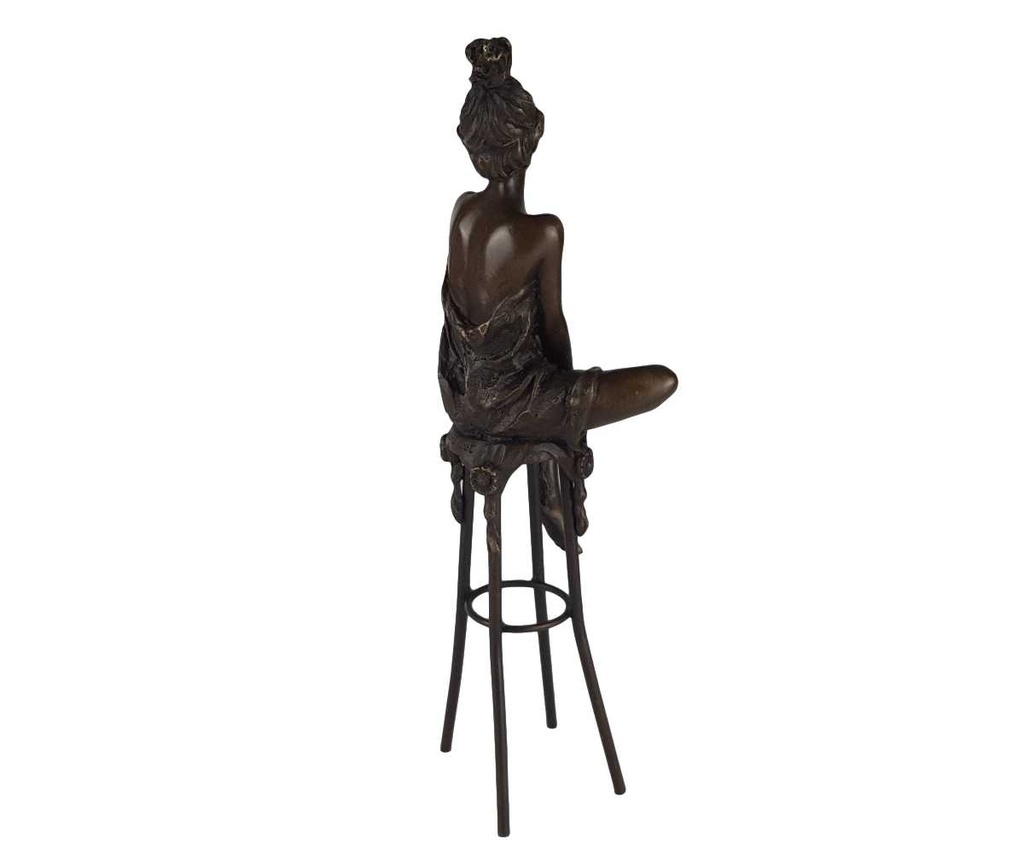 [LA-39251] Bronzeskulptur Bronzefigur Frau auf Barstuhl Barhocker Bild 6