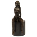 [LA-39253] Bronzeskulptur Bronzefigur Erotik Frau Sitzend Hockt Bild 2