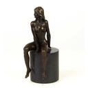 [LA-39253] Bronzeskulptur Bronzefigur Erotik Frau Sitzend Hockt Bild 3