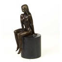 [LA-39253] Bronzeskulptur Bronzefigur Erotik Frau Sitzend Hockt Bild 5