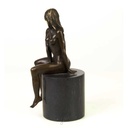 [LA-39253] Bronzeskulptur Bronzefigur Erotik Frau Sitzend Hockt Bild 6