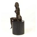 [LA-39253] Bronzeskulptur Bronzefigur Erotik Frau Sitzend Hockt Bild 8