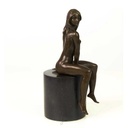 [LA-39253] Bronzeskulptur Bronzefigur Erotik Frau Sitzend Hockt Bild 14