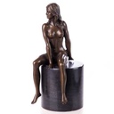 [LA-39253] Bronzeskulptur Bronzefigur Erotik Frau Sitzend Hockt Bild 16