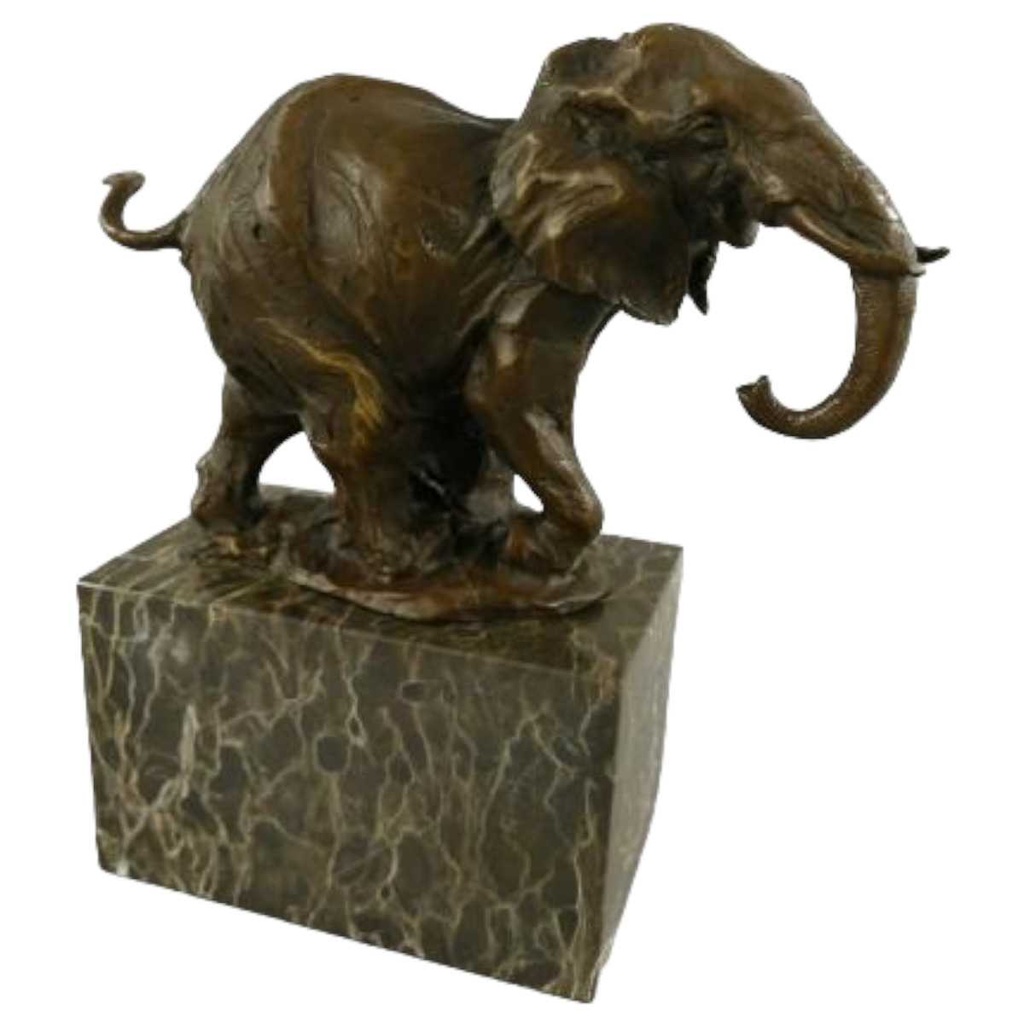 [LA-39260] Bronzeskulptur Bronzefigur Laufender Wandelnder Elefant Bild 2