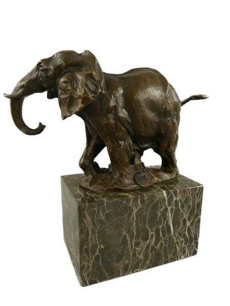 [LA-39260] Bronzeskulptur Bronzefigur Laufender Wandelnder Elefant Bild 3
