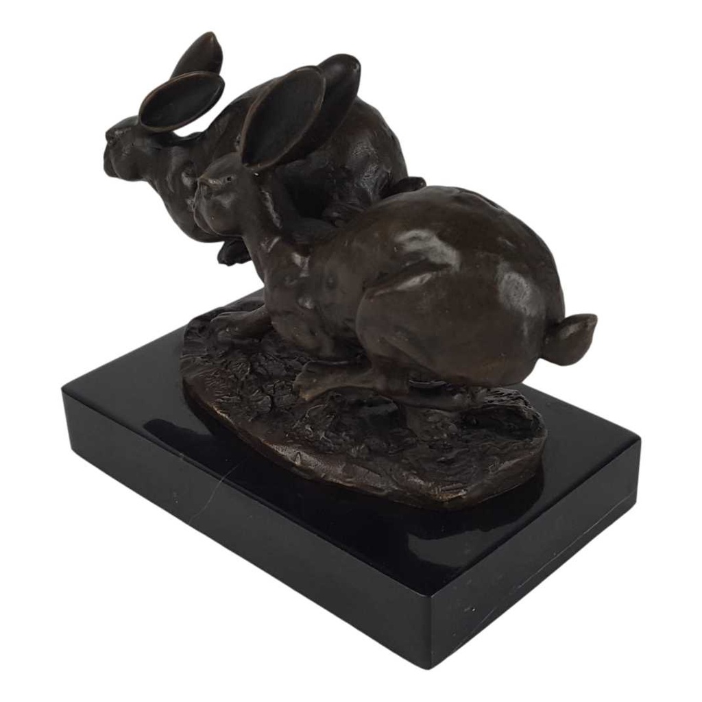 [LA-39268] Bronzeskulptur Bronzefigur Hoppelnde Hasen Ostern Bild 2
