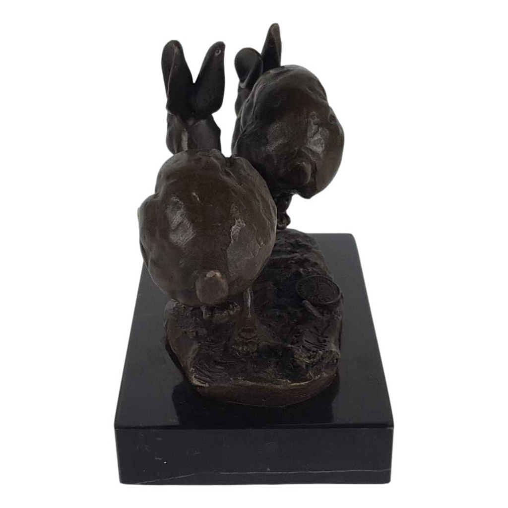 [LA-39268] Bronzeskulptur Bronzefigur Hoppelnde Hasen Ostern Bild 3