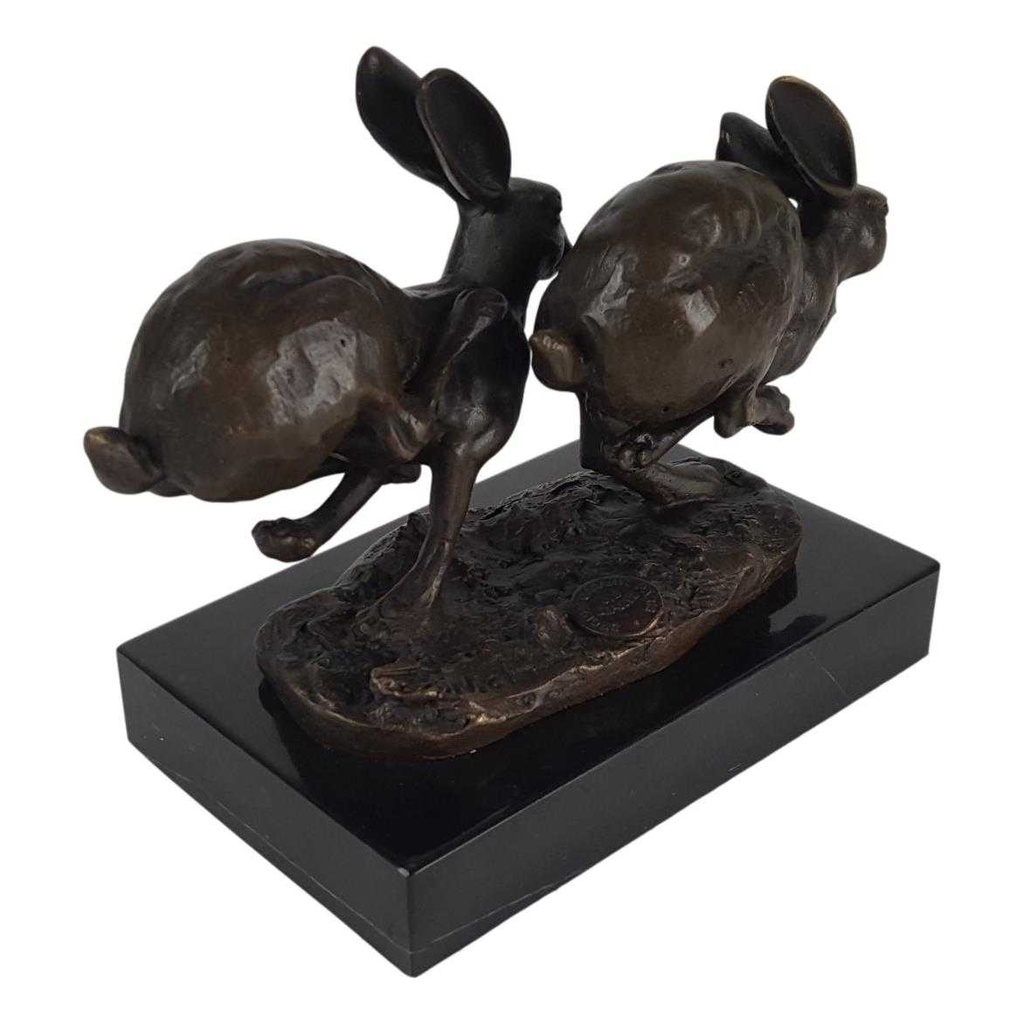 [LA-39268] Bronzeskulptur Bronzefigur Hoppelnde Hasen Ostern Bild 4