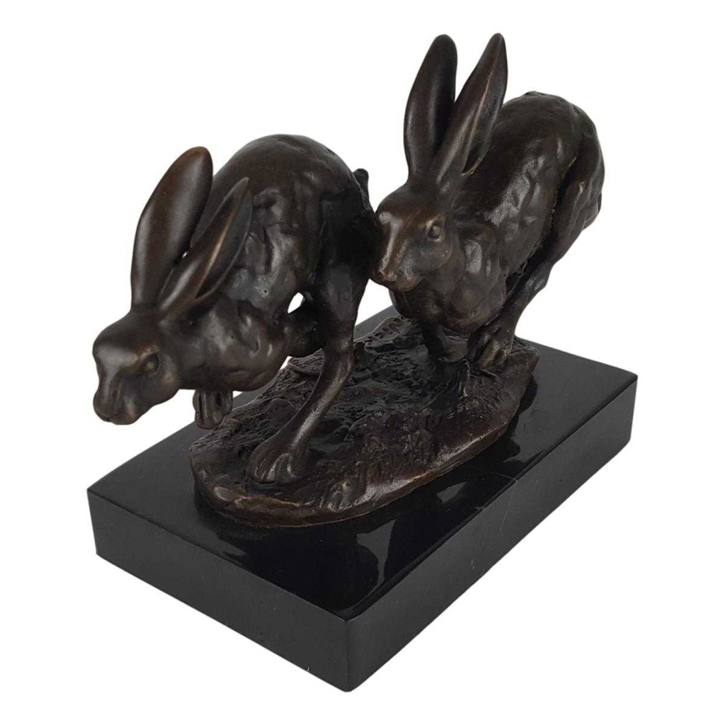 [LA-39268] Bronzeskulptur Bronzefigur Hoppelnde Hasen Ostern Bild 7