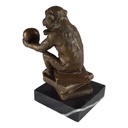 [LA-39281] Bronzeskulptur Bronzefigur Darwin Affe Philosoph Hält Schädel Bild 3