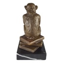 [LA-39281] Bronzeskulptur Bronzefigur Darwin Affe Philosoph Hält Schädel Bild 5