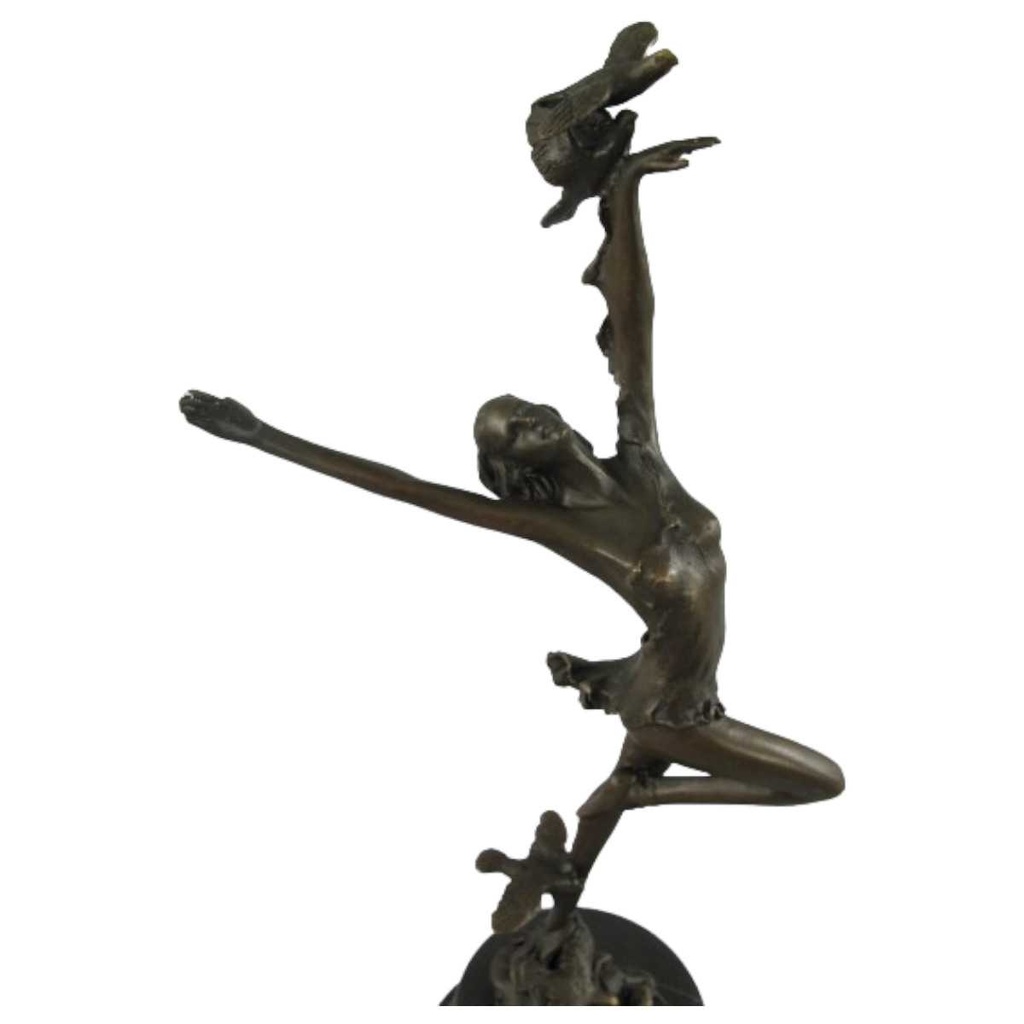 [LA-39282] Bronzeskulptur Bronzefigur Tänzerin mit Vögel Bild 2