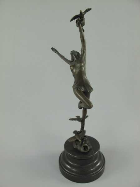 [LA-39282] Bronzeskulptur Bronzefigur Tänzerin mit Vögel Bild 3