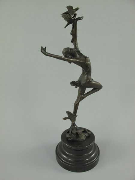 [LA-39282] Bronzeskulptur Bronzefigur Tänzerin mit Vögel Bild 4