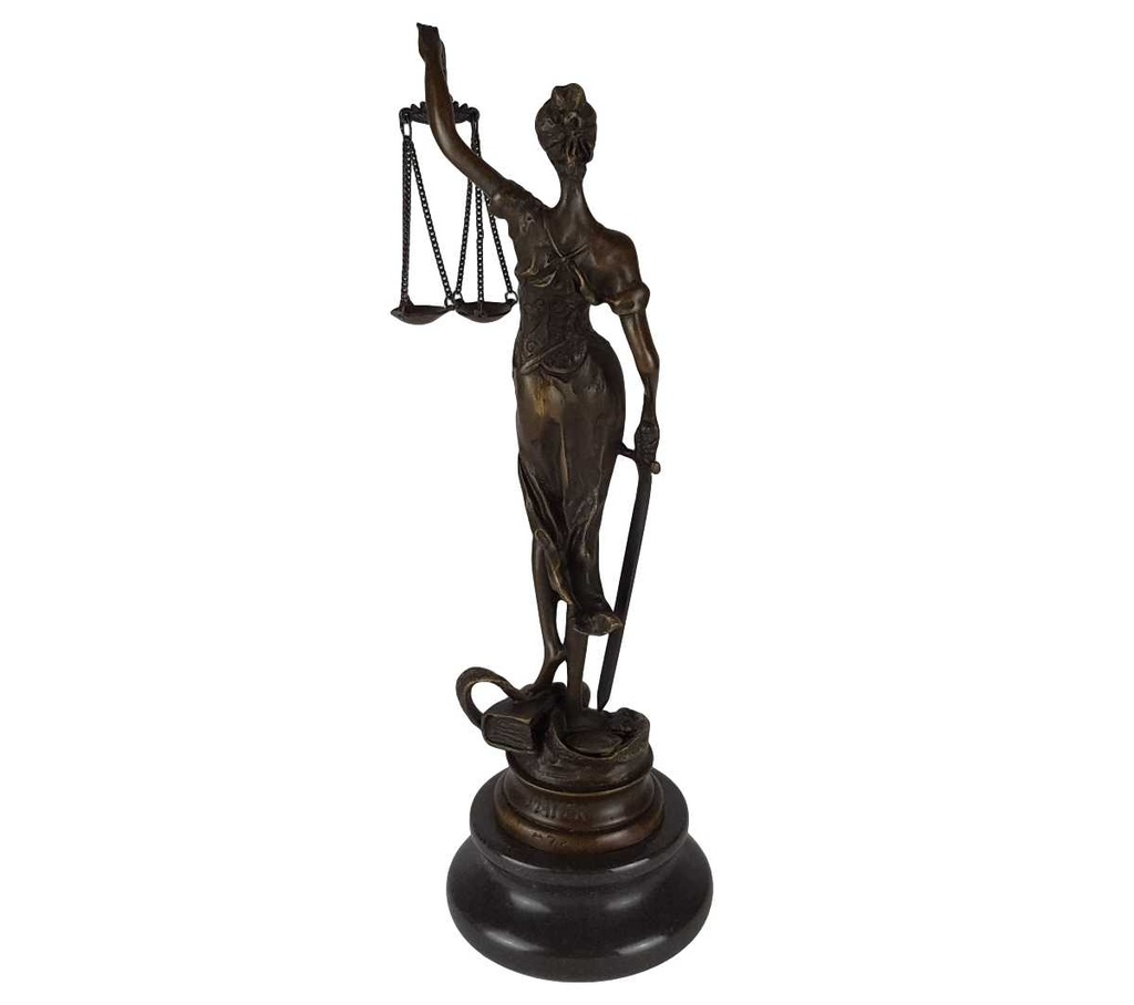[LA-39287] Bronzeskulptur Bronzefigur Justitia Richterin Recht Anwalt Schwert Waage Bild 3