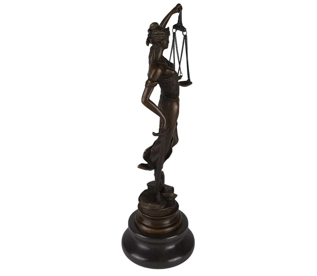 [LA-39287] Bronzeskulptur Bronzefigur Justitia Richterin Recht Anwalt Schwert Waage Bild 4