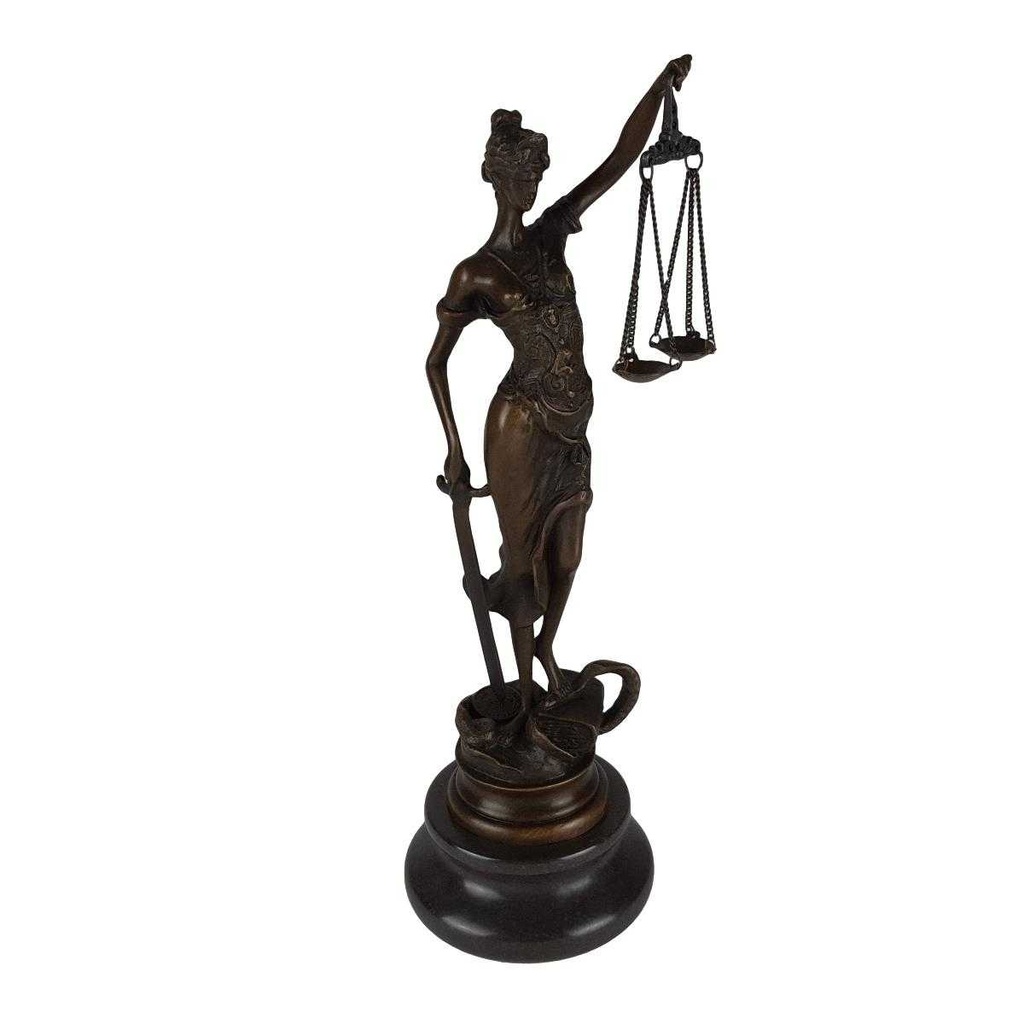 [LA-39287] Bronzeskulptur Bronzefigur Justitia Richterin Recht Anwalt Schwert Waage Bild 5