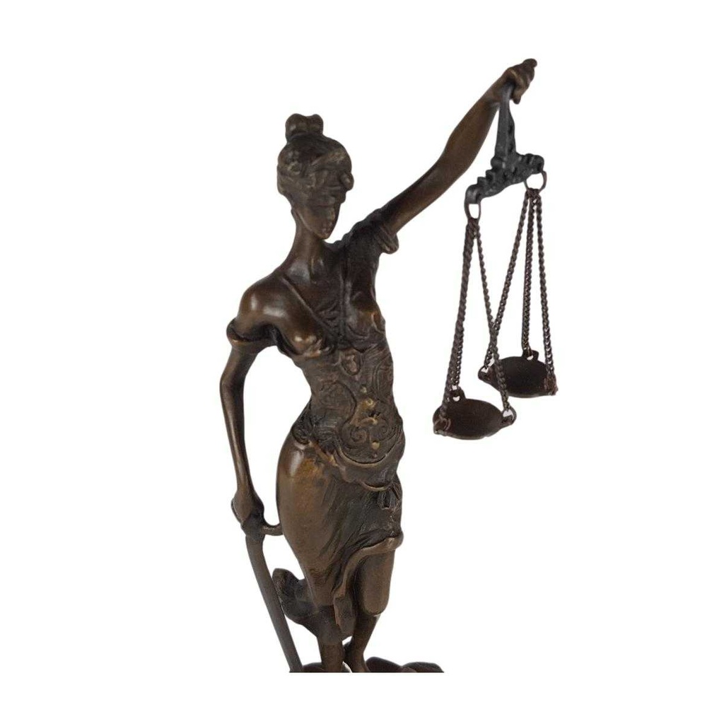 [LA-39287] Bronzeskulptur Bronzefigur Justitia Richterin Recht Anwalt Schwert Waage Bild 6