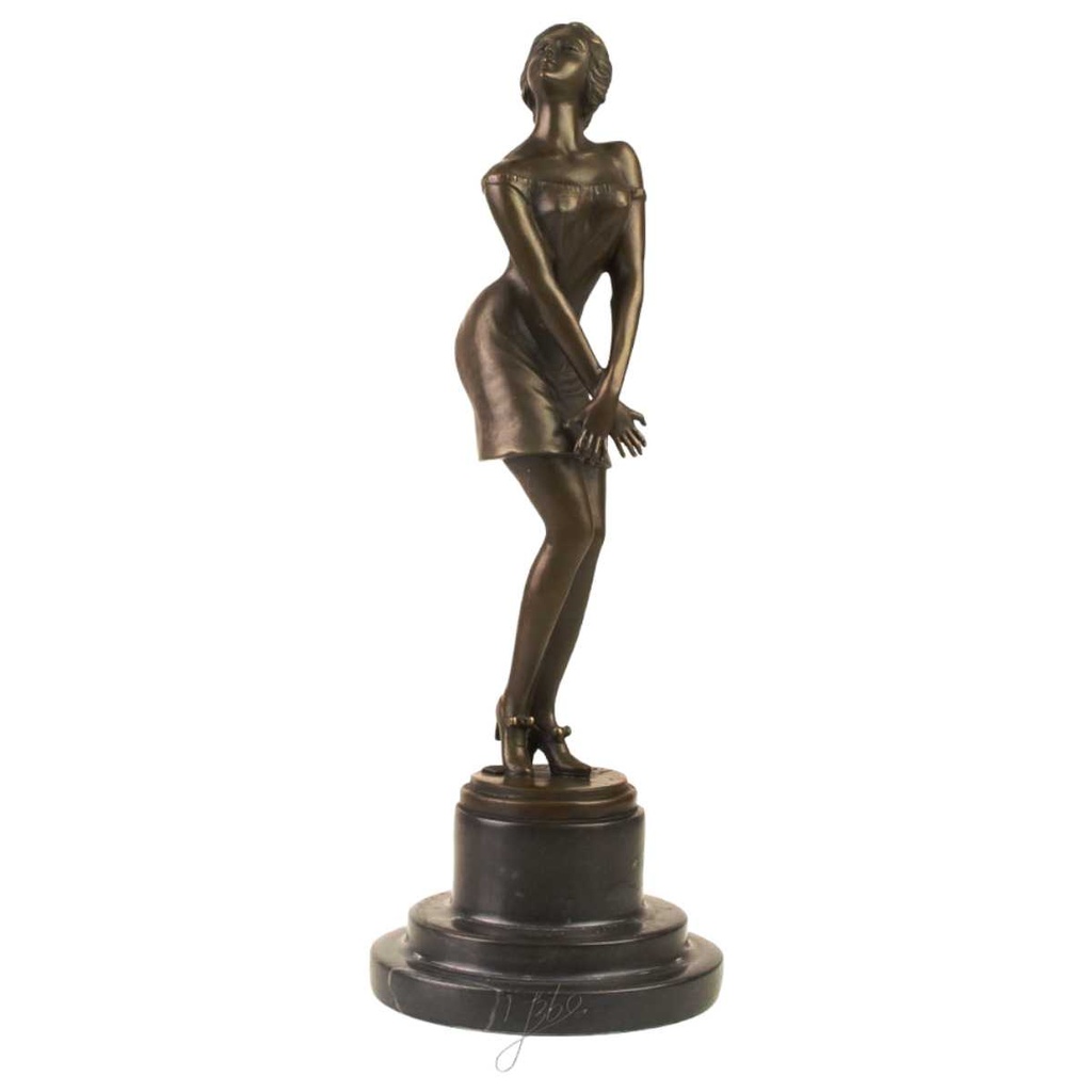 [LA-39293] Bronzeskulptur Bronzefigur Nachdenklich Schöne Frau Bild 2