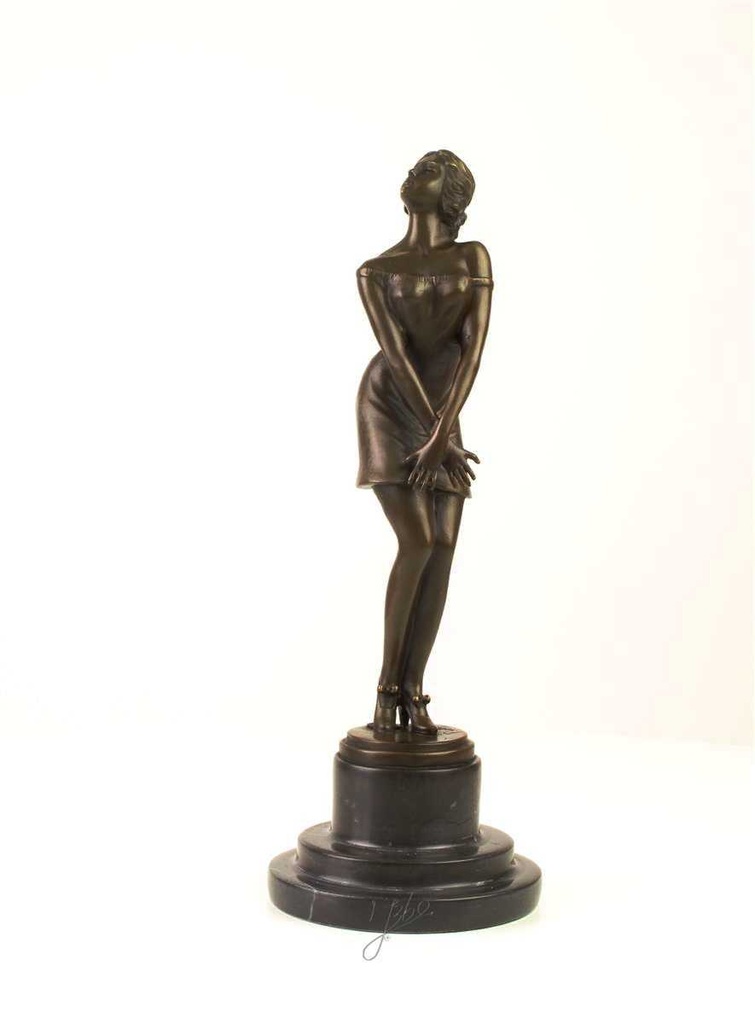 [LA-39293] Bronzeskulptur Bronzefigur Nachdenklich Schöne Frau Bild 3