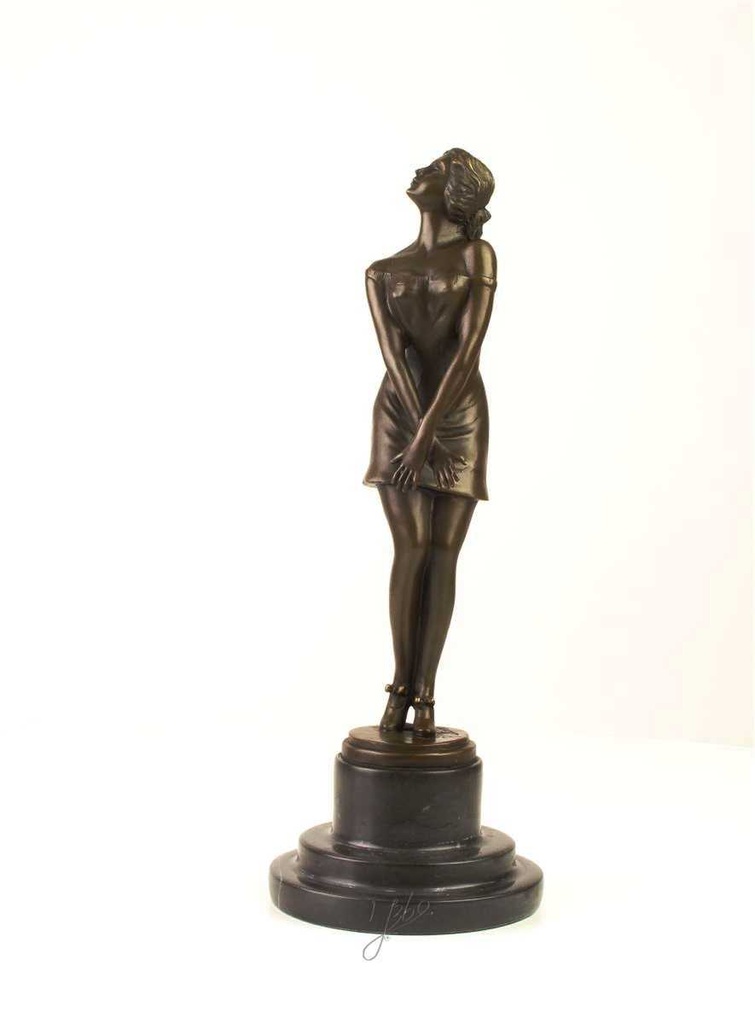 [LA-39293] Bronzeskulptur Bronzefigur Nachdenklich Schöne Frau Bild 4