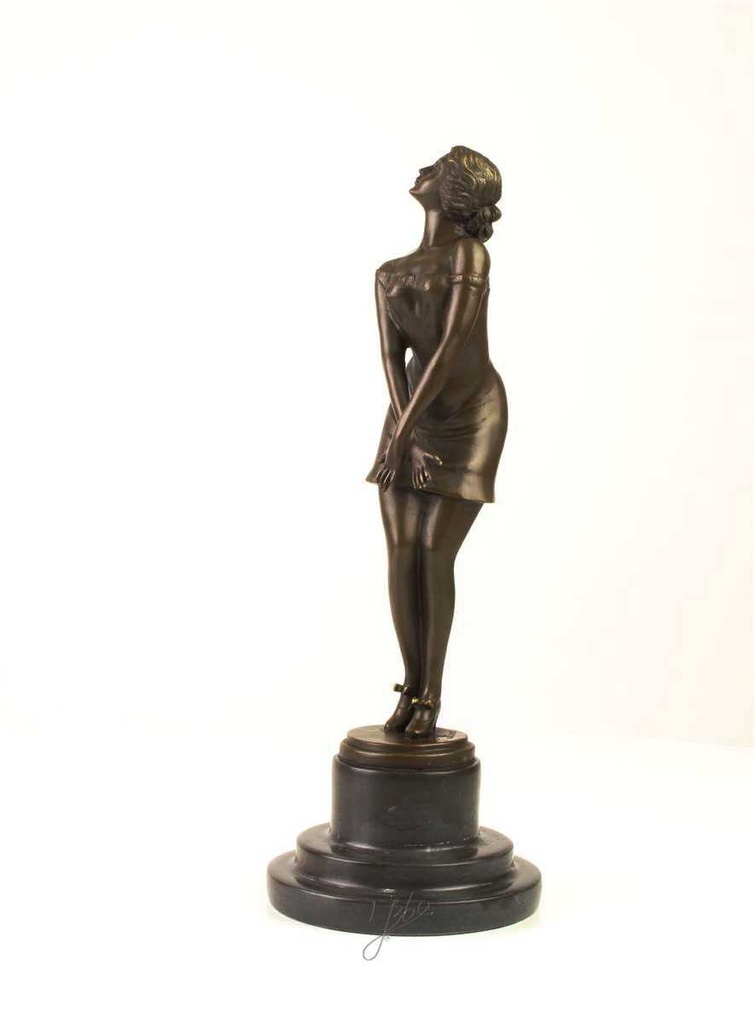 [LA-39293] Bronzeskulptur Bronzefigur Nachdenklich Schöne Frau Bild 5
