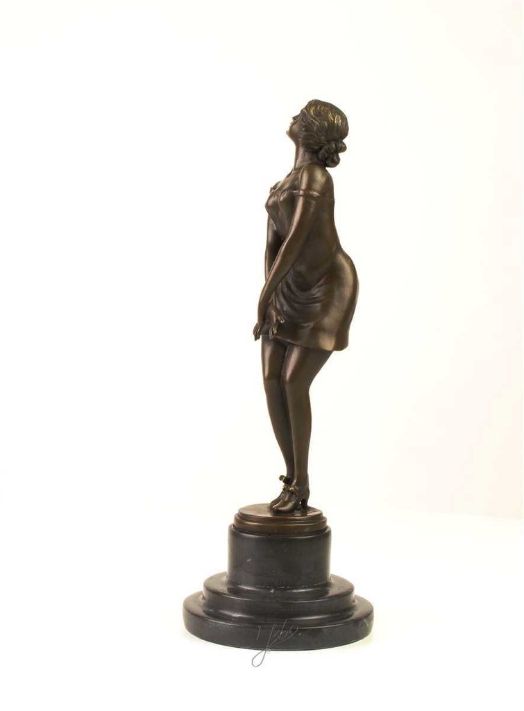 [LA-39293] Bronzeskulptur Bronzefigur Nachdenklich Schöne Frau Bild 6