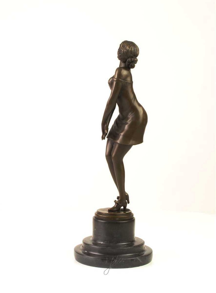 [LA-39293] Bronzeskulptur Bronzefigur Nachdenklich Schöne Frau Bild 7