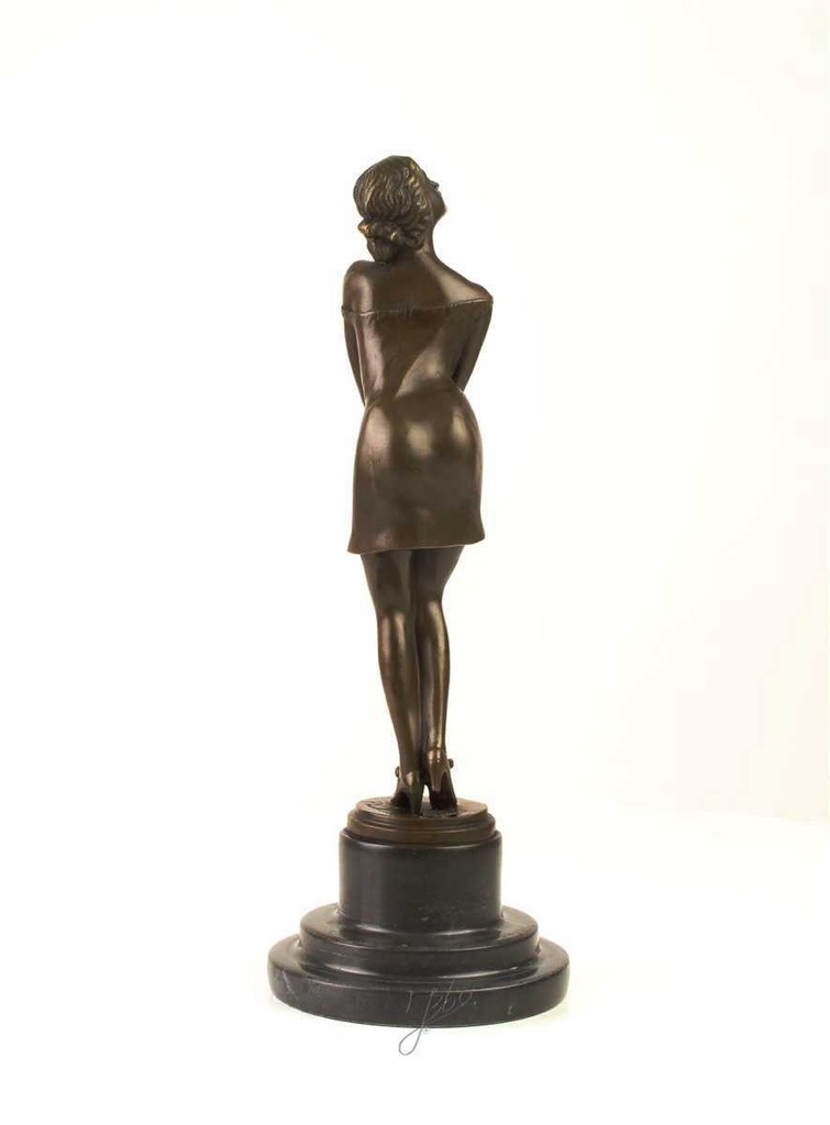 [LA-39293] Bronzeskulptur Bronzefigur Nachdenklich Schöne Frau Bild 11