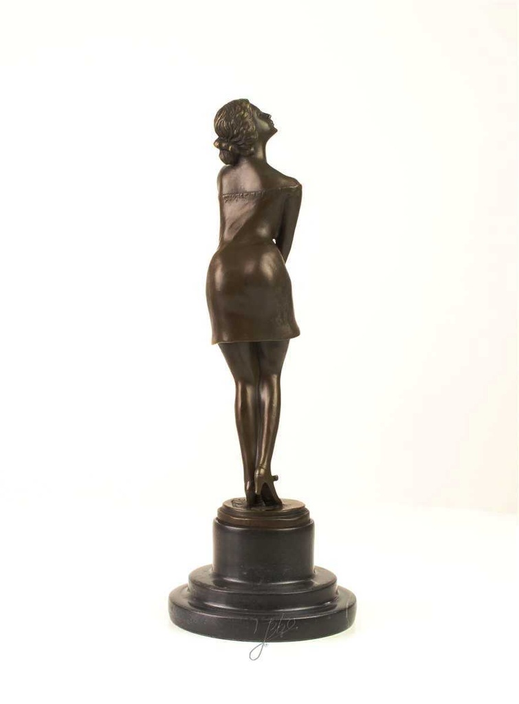 [LA-39293] Bronzeskulptur Bronzefigur Nachdenklich Schöne Frau Bild 12