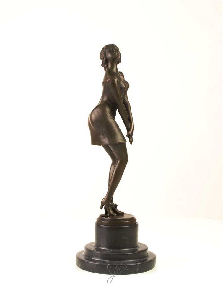 [LA-39293] Bronzeskulptur Bronzefigur Nachdenklich Schöne Frau Bild 15